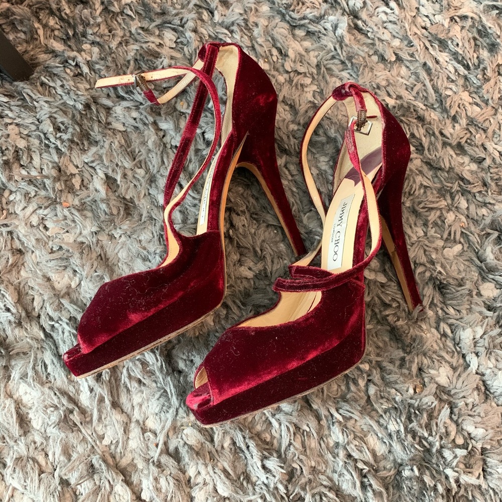 Jimmy Choo velvet platform heels
